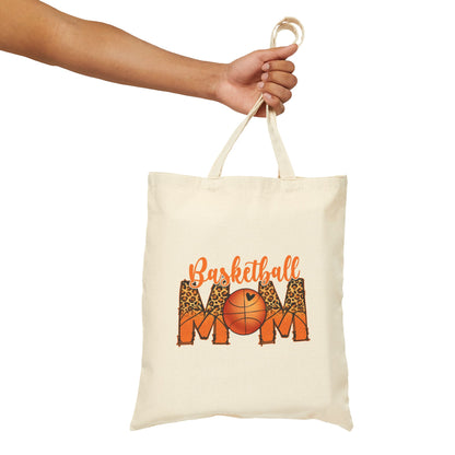 Basketball Mom Canvas Tote Bag — Leopard Accent Sports Mom Gift