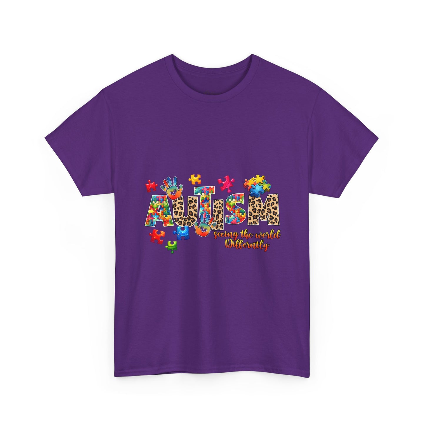 Autism Awareness T-Shirt — 'Autism: Sparking the World with Creativity' Puzzle Design