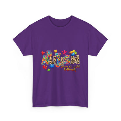 Autism Awareness T-Shirt — 'Autism: Sparking the World with Creativity' Puzzle Design