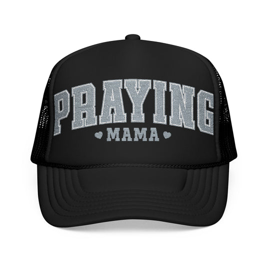 Praying Mama Foam Trucker Hat, Stylish Embroidered Cap, Gift for Moms, Summer Fashion, Casual Wear, Faith-Based Gift