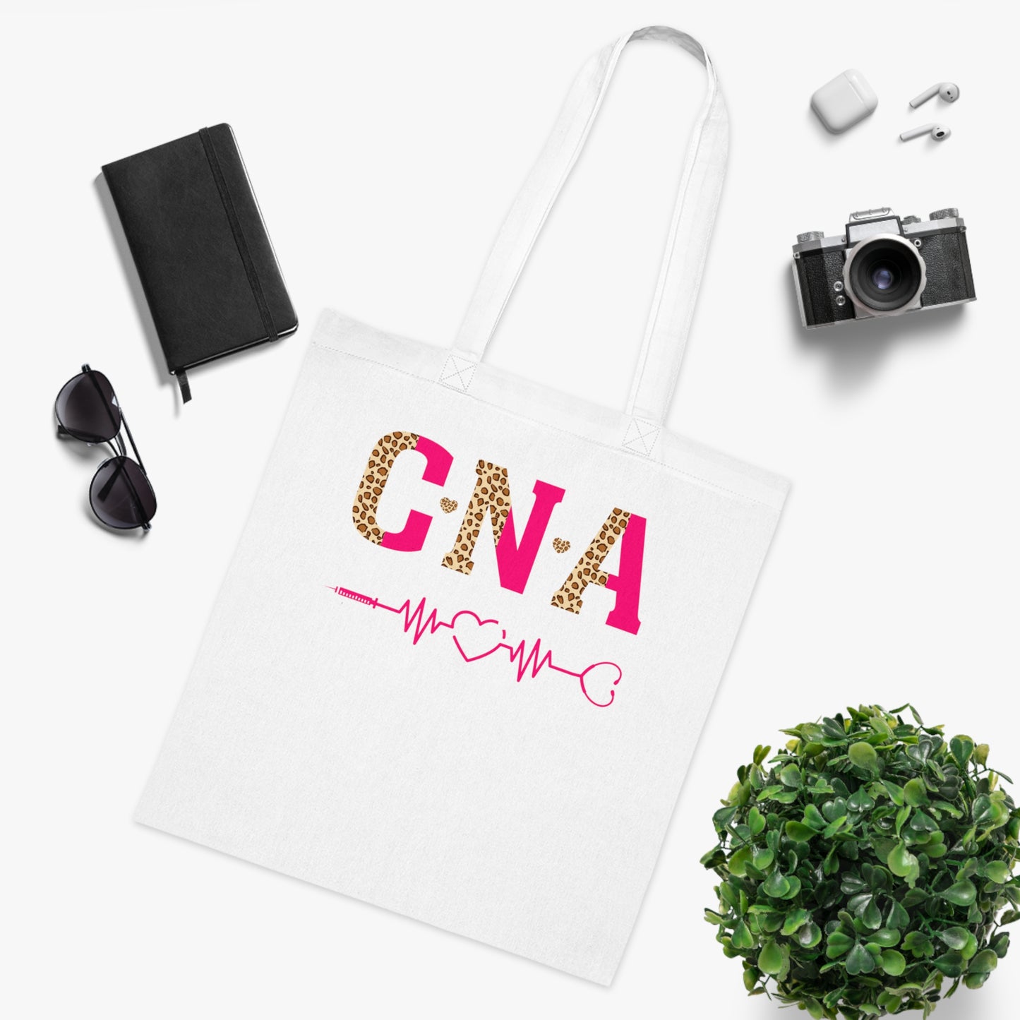 CNA Leopard Pink Heartbeat Cotton Tote