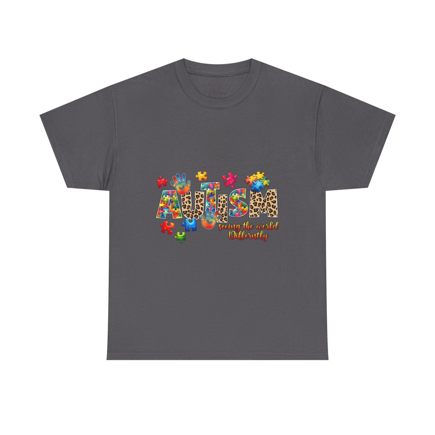Autism Awareness T-Shirt — 'Autism: Sparking the World with Creativity' Puzzle Design