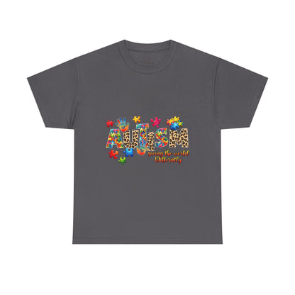Autism Awareness T-Shirt — 'Autism: Sparking the World with Creativity' Puzzle Design