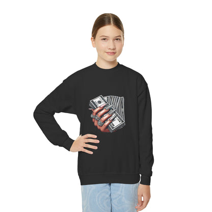 Youth Crewneck Sweatshirt — Graphic Money Hand Print