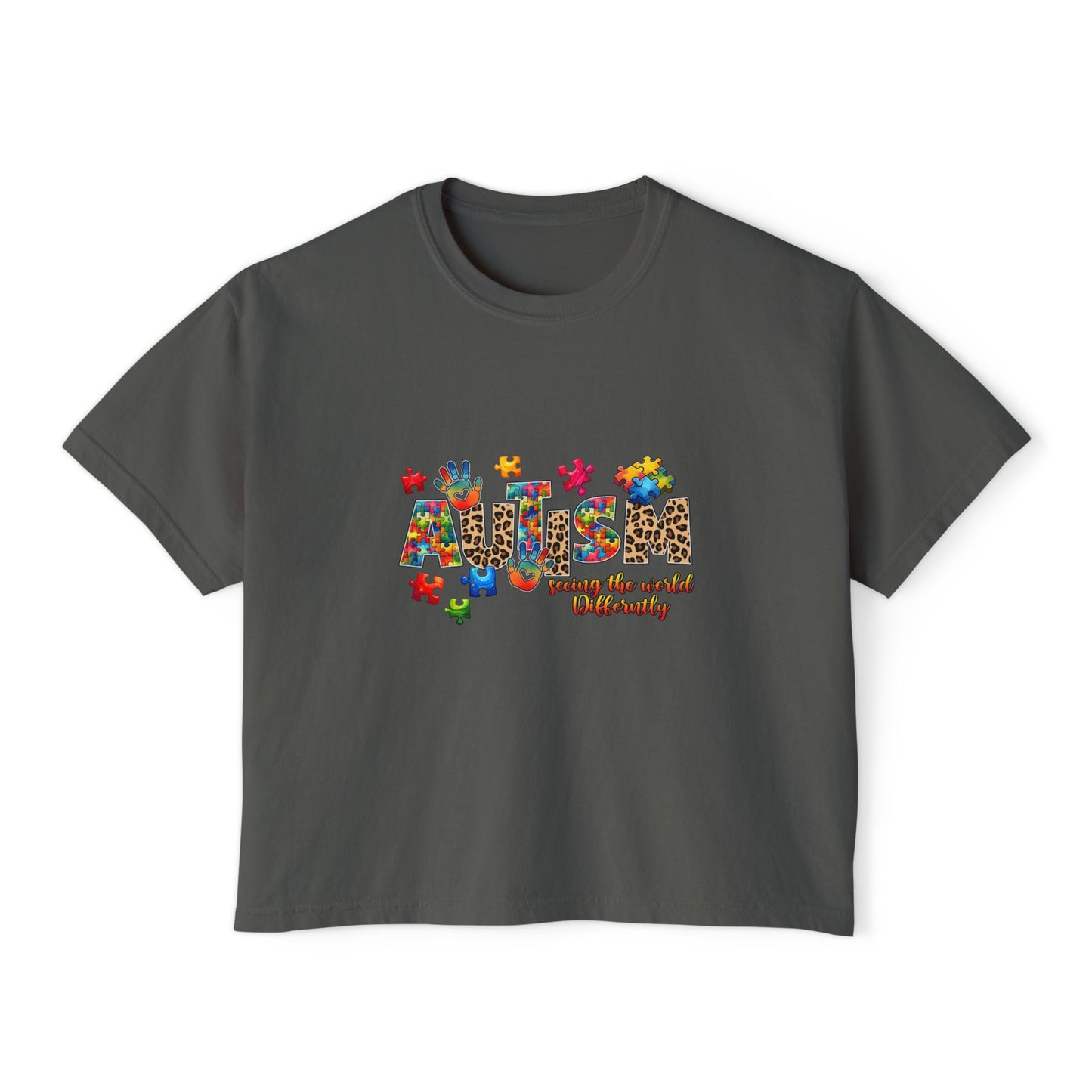 Autism Awareness Women's Boxy Tee — 'Autism: Accept the World Differently