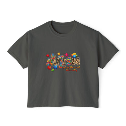 Autism Awareness Women's Boxy Tee — 'Autism: Accept the World Differently