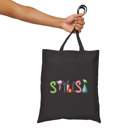 Stylist Tools Canvas Tote Bag — Cute Hairdresser Cosmetic Icons