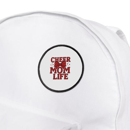 Cheer Mom Life Iron-On Patch — Red Cheerleading Bow Patch