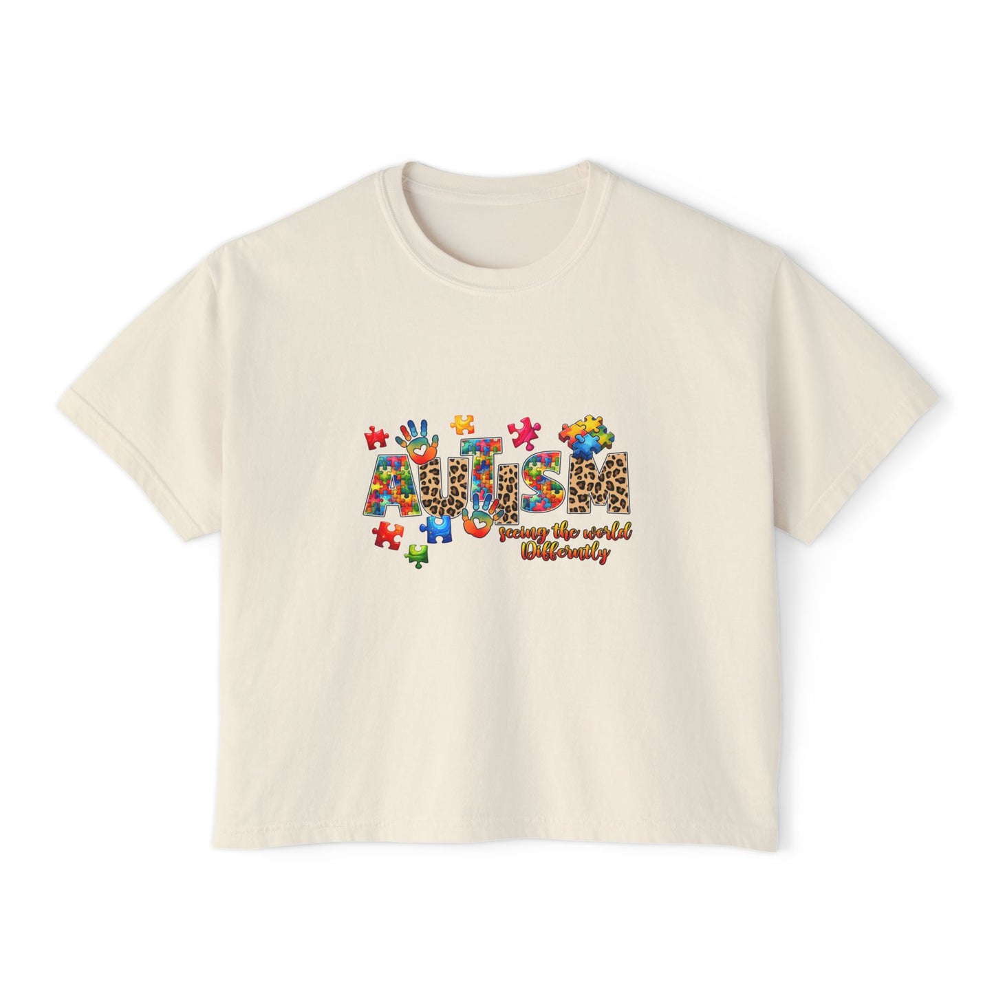 Autism Awareness Women's Boxy Tee — 'Autism: Accept the World Differently