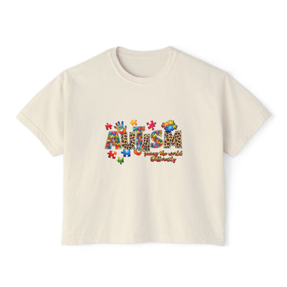 Autism Awareness Women's Boxy Tee — 'Autism: Accept the World Differently