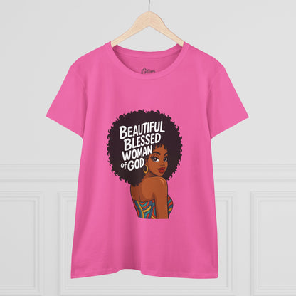 Beautiful Blessed Woman of God Tee — Women's Faith Graphic T-Shirt