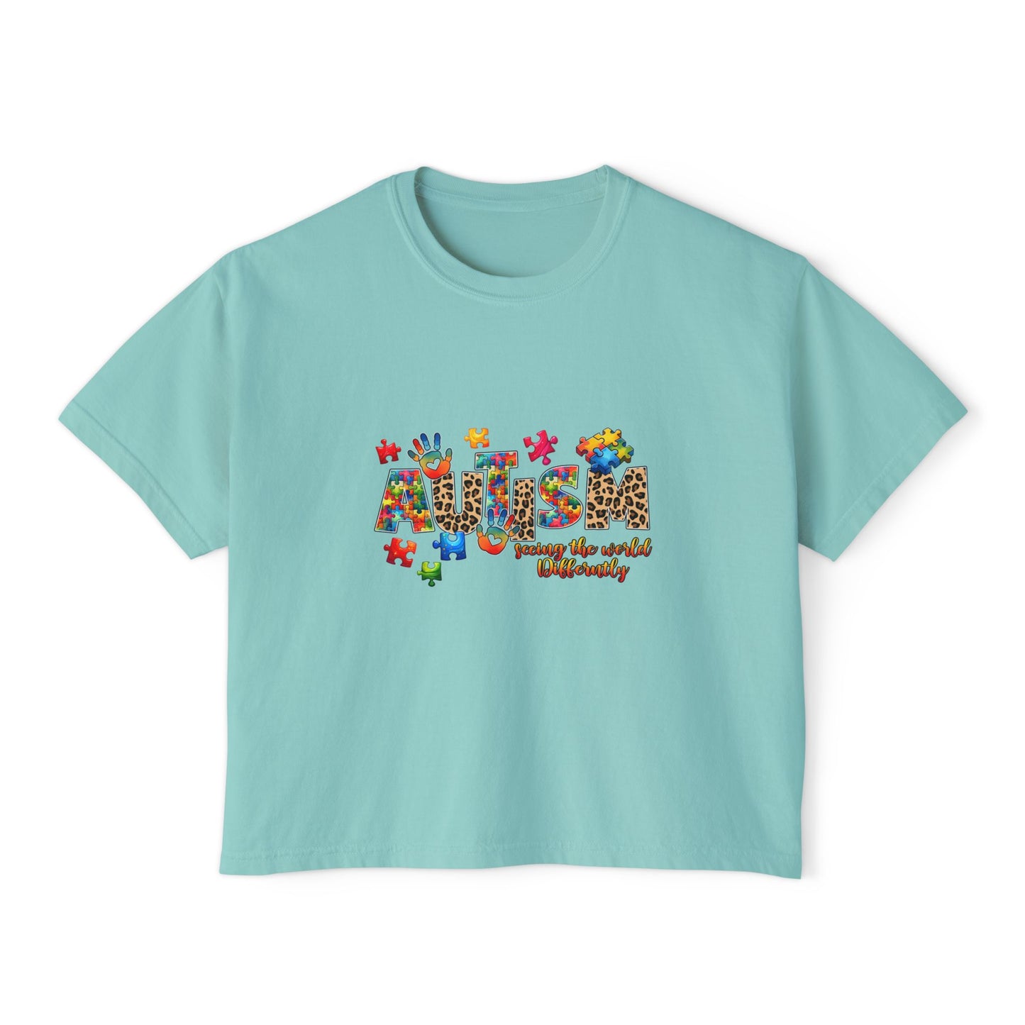 Autism Awareness Women's Boxy Tee — 'Autism: Accept the World Differently