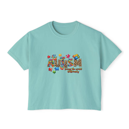 Autism Awareness Women's Boxy Tee — 'Autism: Accept the World Differently