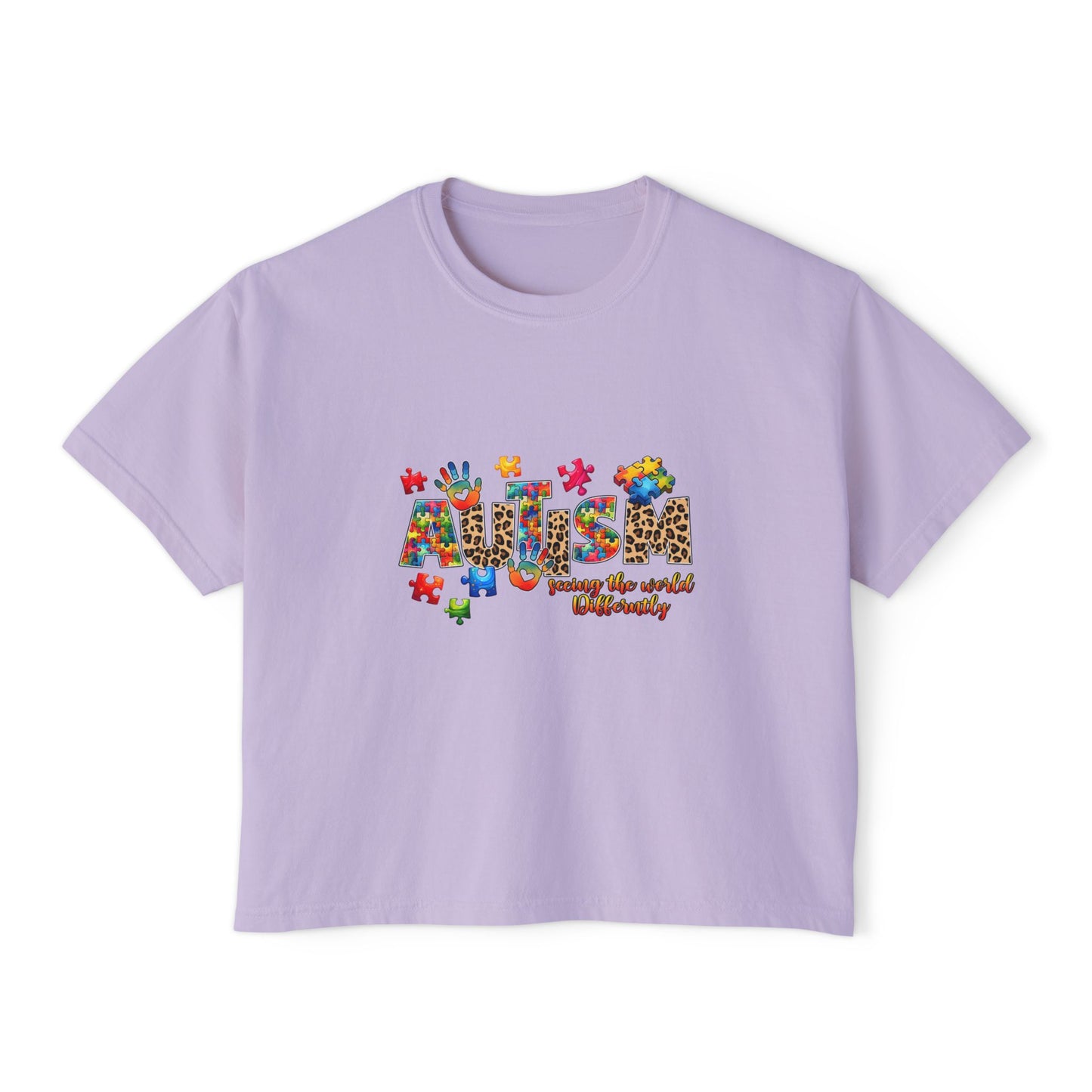 Autism Awareness Women's Boxy Tee — 'Autism: Accept the World Differently