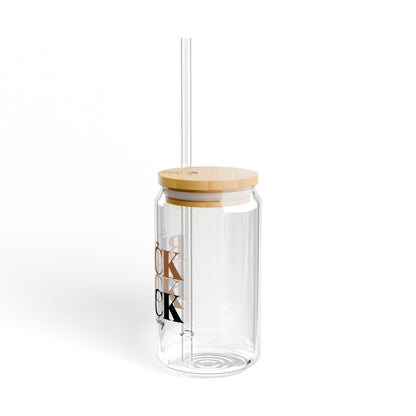 Black Is Beautiful 16oz Sipper Glass with Bamboo Lid