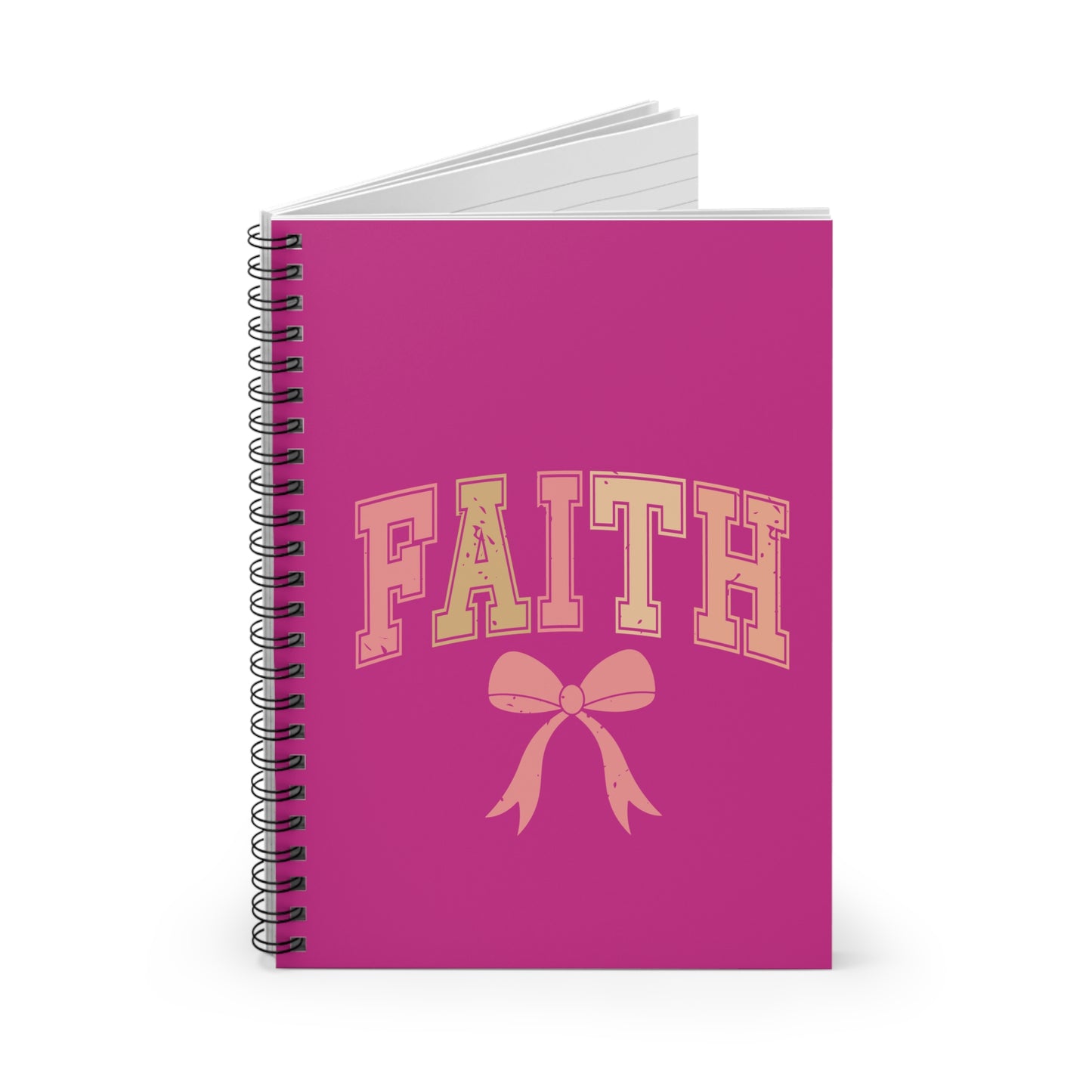 Faith Bow Spiral Notebook — Pink Ruled Journal for Inspirational Notes