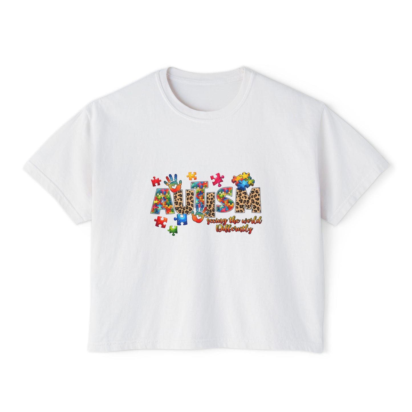 Autism Awareness Women's Boxy Tee — 'Autism: Accept the World Differently