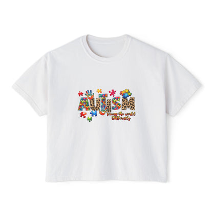 Autism Awareness Women's Boxy Tee — 'Autism: Accept the World Differently