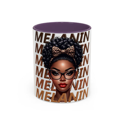 Melanin Queen Accent Coffee Mug — Black Woman Illustration