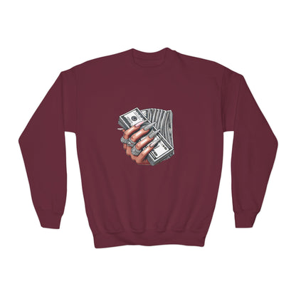 Youth Crewneck Sweatshirt — Graphic Money Hand Print