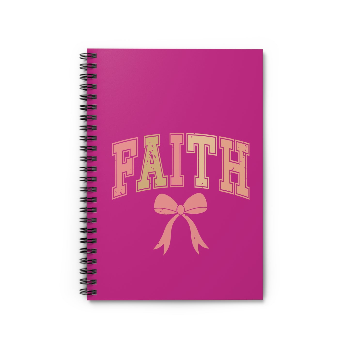 Faith Bow Spiral Notebook — Pink Ruled Journal for Inspirational Notes