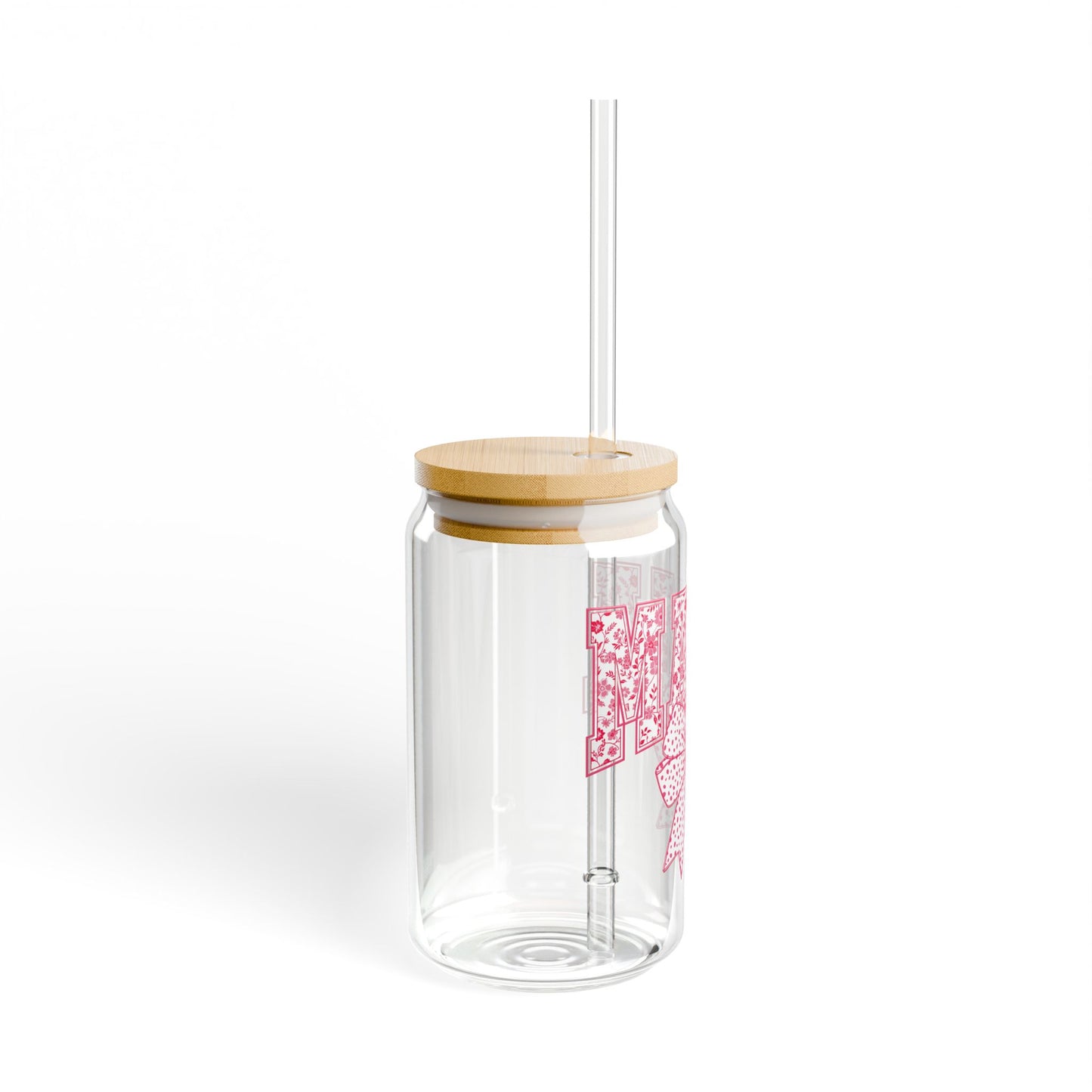 ”MAMA” 16oz Sipper Glass - Pink Bow Design