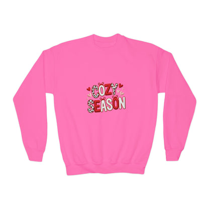 Cozy Season Youth Sweatshirt – Cute Heart & Leopard Crewneck