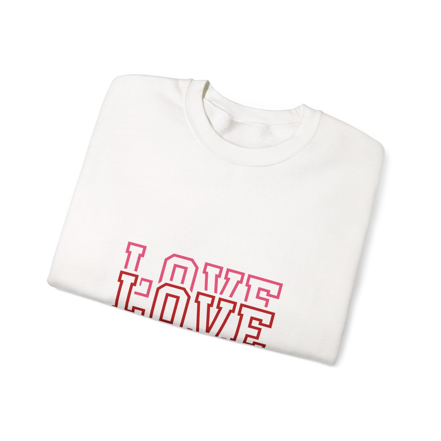 LOVE Retro Outline Crewneck Sweatshirt — Vintage Pink Layered Love Graphic