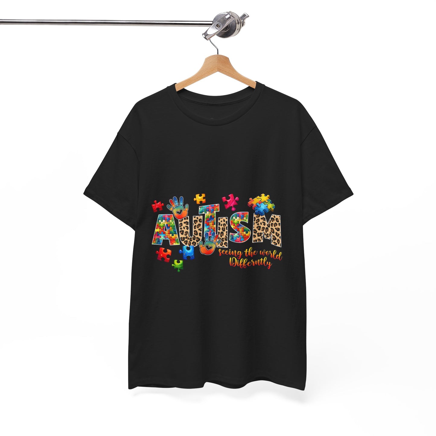 Autism Awareness T-Shirt — 'Autism: Sparking the World with Creativity' Puzzle Design