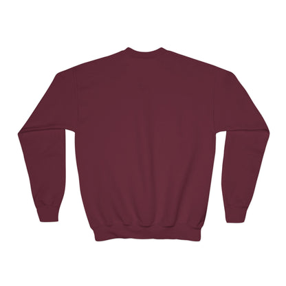 Youth Crewneck Sweatshirt — "Mini Mini Mini" Pink Heart Retro Graphic