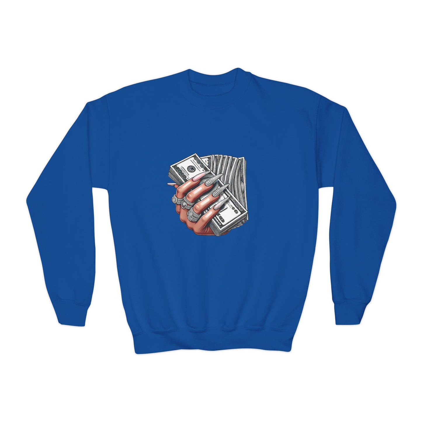 Youth Crewneck Sweatshirt — Graphic Money Hand Print