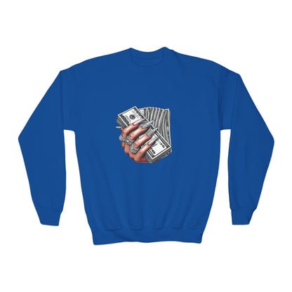 Youth Crewneck Sweatshirt — Graphic Money Hand Print