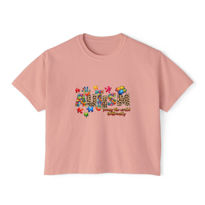 Autism Awareness Women's Boxy Tee — 'Autism: Accept the World Differently