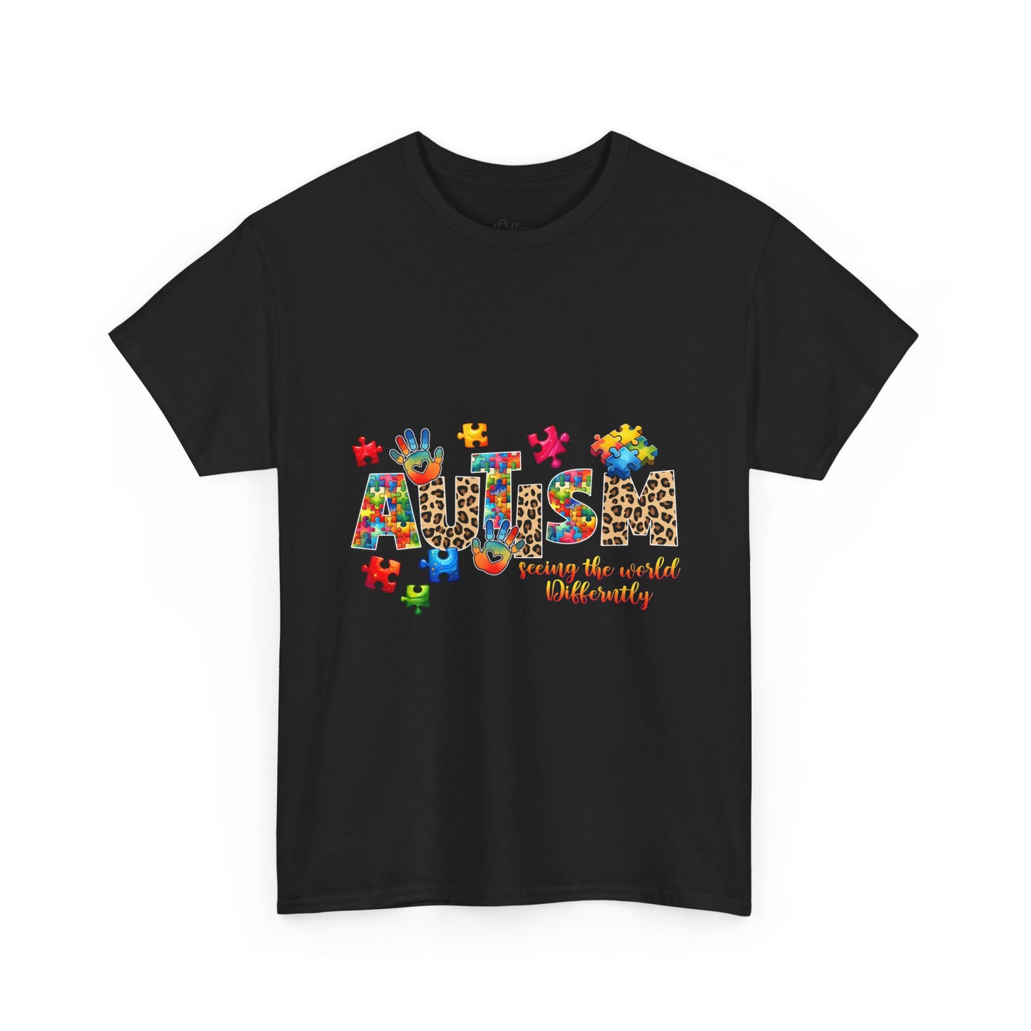 Autism Awareness T-Shirt — 'Autism: Sparking the World with Creativity' Puzzle Design