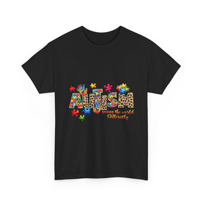 Autism Awareness T-Shirt — 'Autism: Sparking the World with Creativity' Puzzle Design