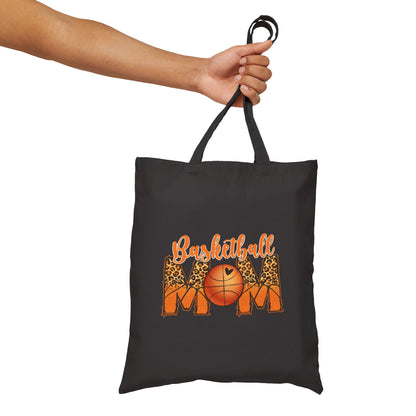 Basketball Mom Canvas Tote Bag — Leopard Accent Sports Mom Gift