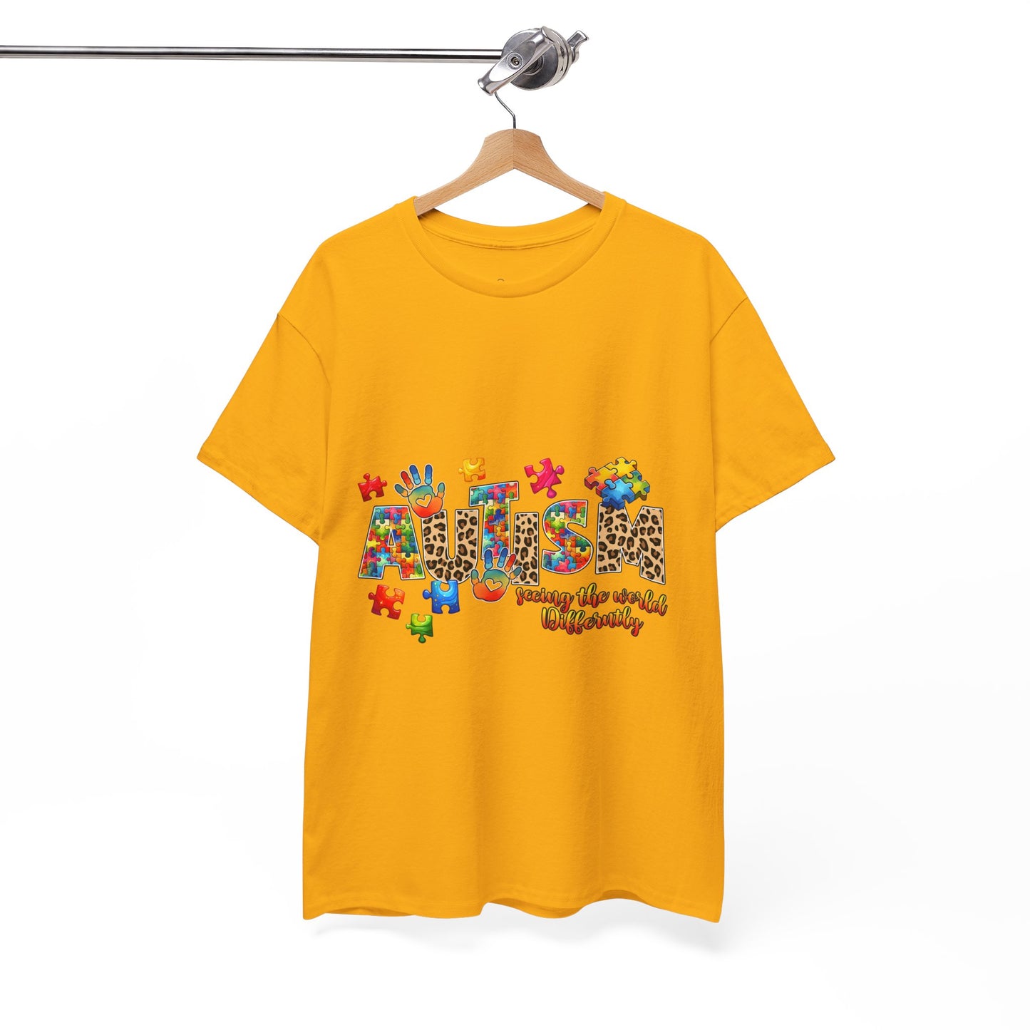 Autism Awareness T-Shirt — 'Autism: Sparking the World with Creativity' Puzzle Design