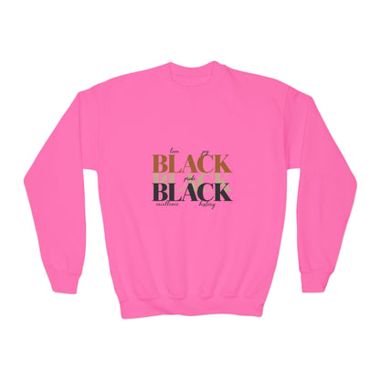 Youth Crewneck Sweatshirt – "Black Is Beautiful" Retro Typography Kids Pullover