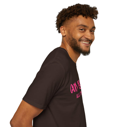 God Is Good All The Time T-Shirt — Faith-Based Christian Tee (Pink Script)