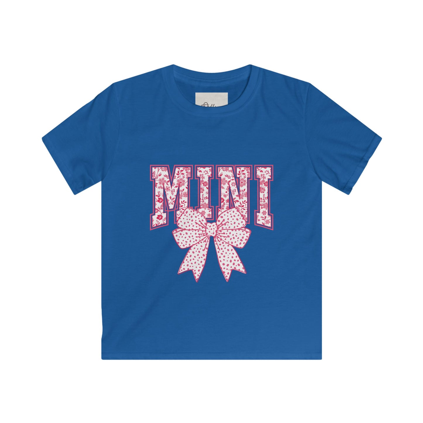 Kids Tee — 'Mini' Pink Floral Lettering with Polka Dot Bow