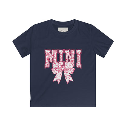 Kids Tee — 'Mini' Pink Floral Lettering with Polka Dot Bow