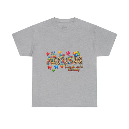 Autism Awareness T-Shirt — 'Autism: Sparking the World with Creativity' Puzzle Design