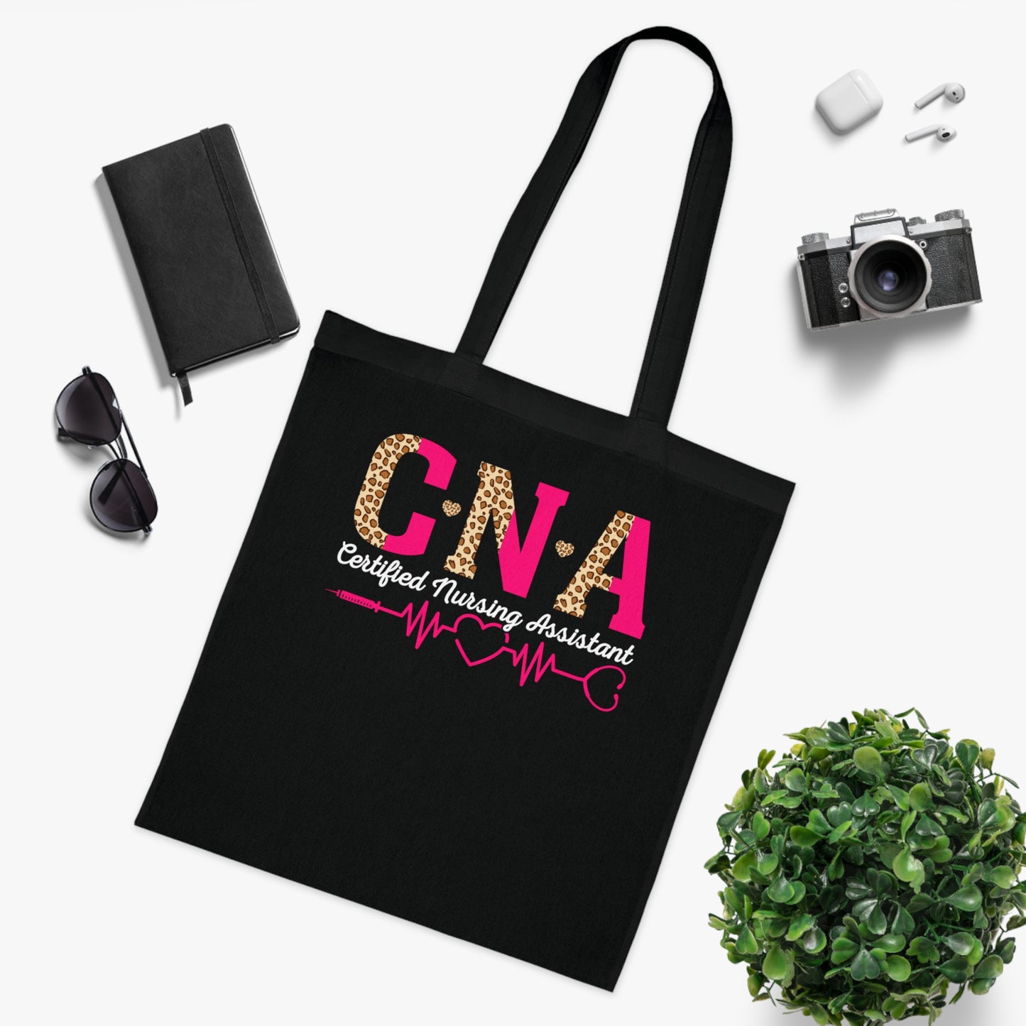 CNA Leopard Pink Heartbeat Cotton Tote