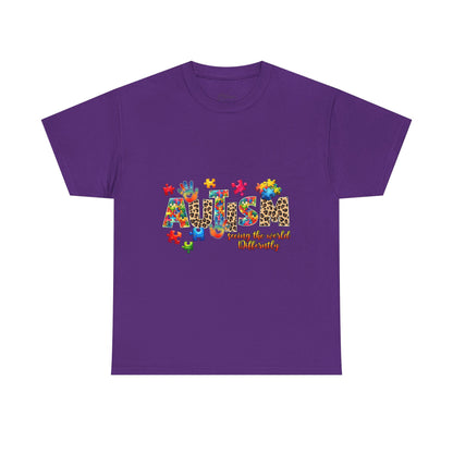 Autism Awareness T-Shirt — 'Autism: Sparking the World with Creativity' Puzzle Design