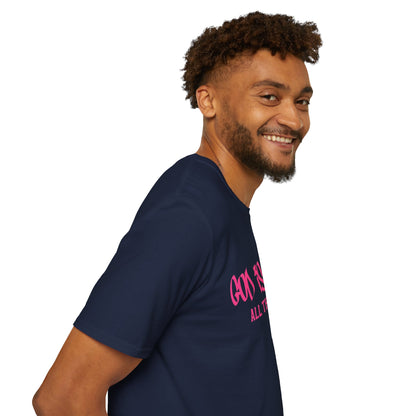 God Is Good All The Time T-Shirt — Faith-Based Christian Tee (Pink Script)