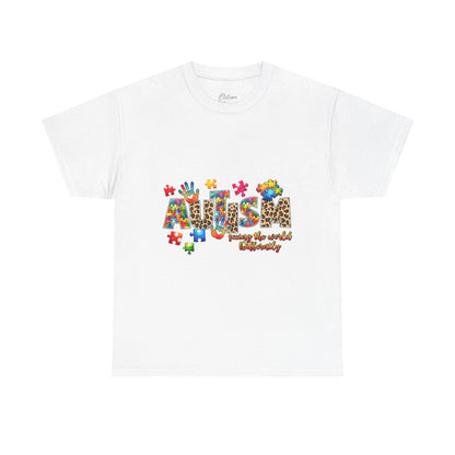 Autism Awareness T-Shirt — 'Autism: Sparking the World with Creativity' Puzzle Design