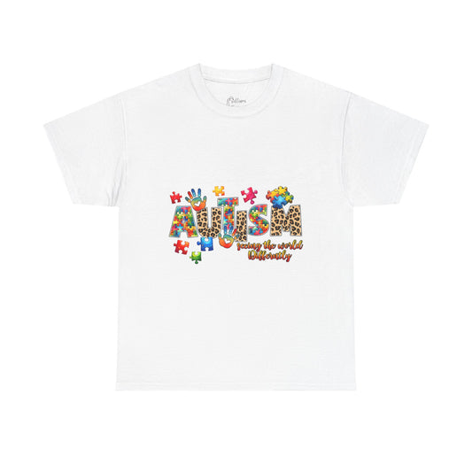 Autism Awareness T-Shirt — 'Autism: Sparking the World with Creativity' Puzzle Design