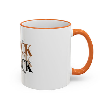 Black Pride Accent Rim Mug – "Black" Typography with Love • Joy • Excellence • History (11oz/15oz)