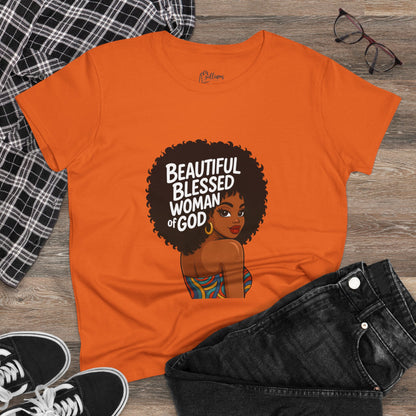 Beautiful Blessed Woman of God Tee — Women's Faith Graphic T-Shirt