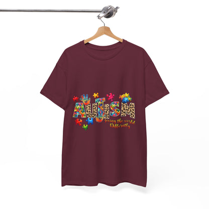 Autism Awareness T-Shirt — 'Autism: Sparking the World with Creativity' Puzzle Design